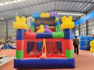 <span class=keywords><strong>Inflatable</strong></span> Bouncer khối xây dựng trượt lego lâu đài <span class=keywords><strong>Inflatable</strong></span> slide với Blower trẻ em người lớn để bán - Product Image 3