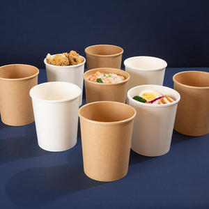 8oz 12oz 16oz 26oz 32oz Kraft Paper or White Cardboard Paper Soup <b>Cup</b> Bowl Container for Hot or Cold Food with Good Seal Lid - Product Image 6