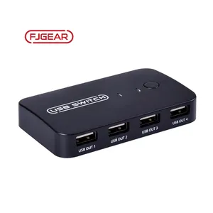 U204 Fjgear Black Support Selector de teclado y mouse inalámbrico 2 In 4 Out Usb2 0 Sharing Auto Share Switch
