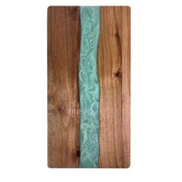 Planche à découper en résine de qualité supérieure YINHAO, motif rivière vert menthe, planche à découper en résine et bois faite à la main pour steak, pizza, fruits