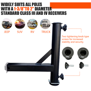 Support de mât de drapeau robuste en acier, compatible avec un récepteur de 2 pouces pour Jeep, camion, SUV, camping-car - Product Image 6