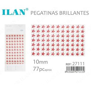 Adesivi con strass a forma di stella rossa Ilan, circa 10 mm, circa 77 pezzi, brillanti pegatinas - Product Image 3