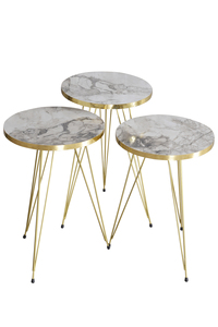 <b>Round</b> Coffee <b>Table</b> <b>Round</b> Modern Nested Coffee <b>Table</b> Modern Style Minimalist Modern Designer Tea <b>Table</b> <b>Gold</b> Edge band - Product Image 1