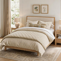 Lit double en bois massif de 1,8 m, style campagne américaine, pour chambre principale, avec dossier souple, lit en chêne rétro français, idéal pour gîte, lit en bois de 1,8 m