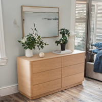 Ensembles de meubles de chambre à coucher au design américain Commode personnalisable à 6 tiroirs en bois de chêne de couleur