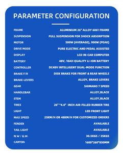 จักรยานไฟฟ้า<span class=keywords><strong>ราคา</strong></span>ถูกจากจีน 48v 1000w ระบบกันสะเทือนเต็มรูปแบบ ยางใหญ่ สำหรับขี่ออฟโรด จักรยานอีไบค์ จักรยานไฟฟ้าสำหรับผู้ใหญ่ มีขายแล้ว - Product Image 6