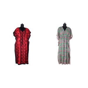 Vestido largo playero sin mangas, caftán largo con escote en V - Product Image 1