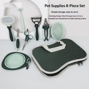 Kit de toilettage pour animaux 8 en 1, ensemble de toilettage pour chiens et chats, <span class=keywords><strong>brosse</strong></span> lissante, râteau démêlant, <span class=keywords><strong>brosse</strong></span> de massage avec étui de transport pour salon d'animalerie - Product Image 2