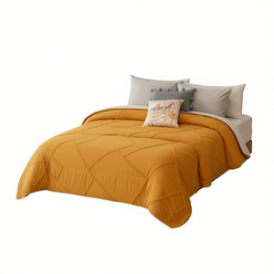 Ensemble de housse de couette Mustard Baru, taille Queen, matelassage géométrique, literie moderne pour la maison - Product Image 1