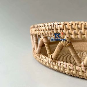 MEILLEURE VENTE Plateau en osier en rotin Plateau rond en zig-zag en rotin pour servir des fruits, plateaux de table basse - Product Image 5