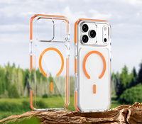 Coques de téléphone portable magnétiques antichoc ultra-transparentes anti-jaunissement pour iPhone 17 18 avec bande antidérapante et anti-traces de doigts en TPU+PC