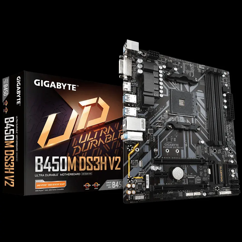 GIGABYTE B450 DS3H V2 AORUS M için anakart (AMD Ryzen AM4/M.2 termal koruma/HDMI/DVI/USB 3.1 Gen 2/DDR4/mikro ATX)