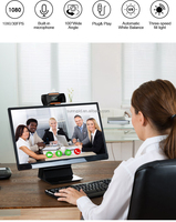 Dizüstü/masaüstü sabit odak canlı yayın Video konferans çalışması için mikrofon ile Full HD 1080P PC kamera Mini USB Web Cam