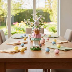 Custom Artistic Animal <b>Easter</b> Bunny Resin Statue with Flower Basket and <b>Easter</b> Egg Spring Garden Home Decor <b>Gift</b> - Product Image 5