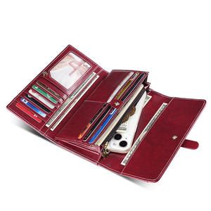 Portefeuille long RFID AndoBag pour femmes, en cuir de vache véritable, style pochette, sac à main décontracté tendance pour femmes, 2267 - Product Image 5