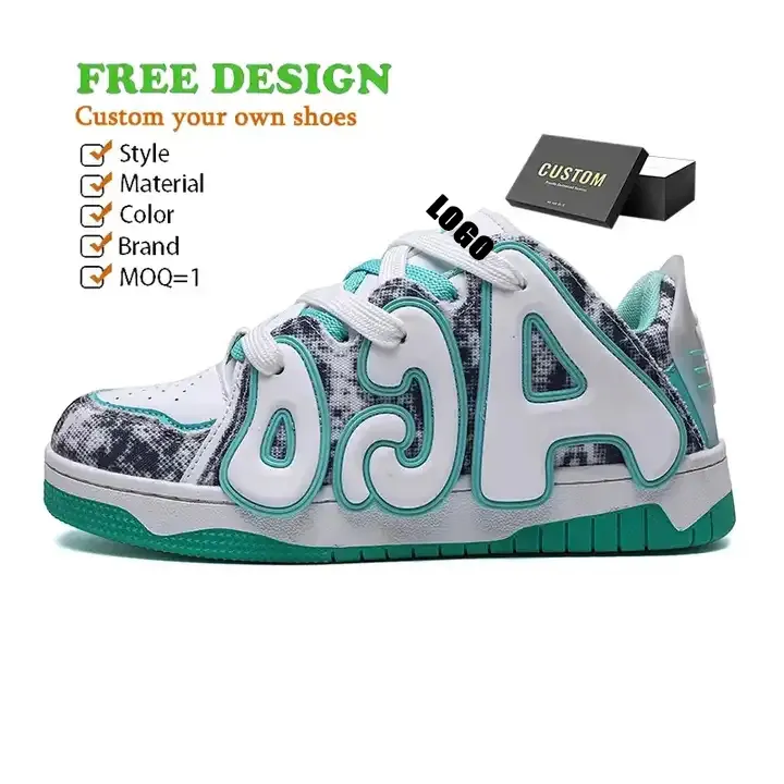 Custom Sneaker Fabrikant No Moq Maak Je Eigen Logo Rubber Zool Mode Walking Sneakers Designer Mannen Mand Sportschoenen