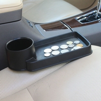 SHUNWEI Business-Style Multifunktions-Autotassenhalter-Tablett aus PP-Polyester in Schwarz, Entworfen für Vordersitz-Getränkehalterung, Organizer für 1-3 Getränke