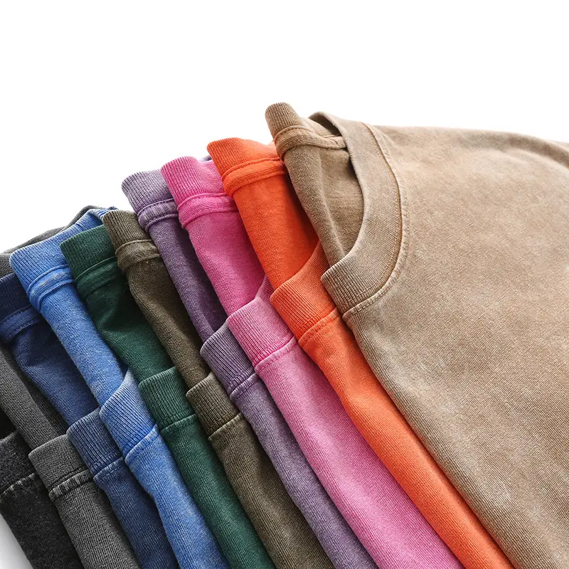 Hochwertige Säuregewaschene T-Shirts Herren Sommer 230 GSM Übergröße einfarbig individuell gestaltet Vintage Distressed Tee 100 % Baumwolle T-Shirt
