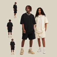 Ensemble de vêtements de rue de haute qualité, 100% coton, t-shirt à épaules tombantes surdimensionné et short assorti, ensemble pour homme