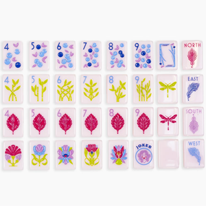 Jeu de Mahjong américain personnalisé en acrylique peint à la main, tuiles de Mahjong en acrylique rose pétale, ligne Cheeky, ligne Americana - Product Image 1