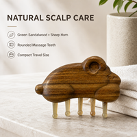 Peigne de massage du cuir chevelu en bois de santal vert naturel, masseur de méridiens pour la tête, 9,4*6,6*1,9 cm