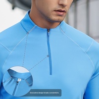 Vêtements de sport personnalisés unisexes, t-shirt à manches longues à demi-zip pour homme et femme, séchage rapide, course en plein air, gym, fitness