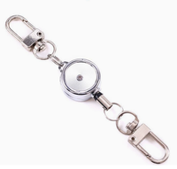 Porte-badges rétractables personnalisables en métal argenté et doré avec mousqueton et clip à ressort