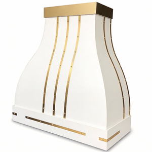 Lüks Villa Mutfağı İçin Pirinç Kayışlı Özel Mimari Beyaz Metal Davlumbaz Muhafazası - Product Image 3