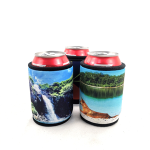 Sublimation Neoprene Tube Bottle <strong>Holder</strong> and <strong>Stitched</strong> Top Can Bottom Have Glued Can Cooler with Rubber Bottom - Product Image 2