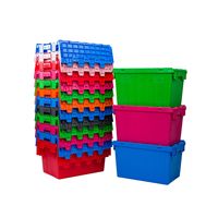 Caisses de déménagement en plastique de haute qualité, robustes et durables avec couvercle, empilables et emboîtables, caisse de rangement en plastique