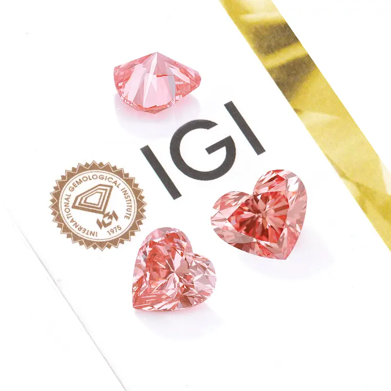 Venta al por mayor IGI Certified 7ct Heart Cut Shaped vs Clarity Pink Color CVD Lab Grown Diamante Suelto