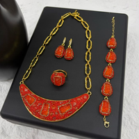 Kalung, Anting, dan Gelang Batu Alam Halus FM-HDN2253, Perhiasan Wanita Grosir Kalung Berhias Berlian Imitasi, Rantai Tembaga Lapis Emas