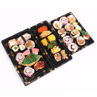 Boîte alimentaire rectangulaire en plastique PET transparent jetable de qualité alimentaire pour sushis et sandwichs, avec impression personnalisée et couvercle à fermeture sécurisée