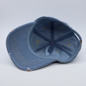 Casquette de baseball en jean délavé à 6 panneaux, confortable pour la course en extérieur, style papa, avec un look sportif et formel, effet vieilli - Product Image 6