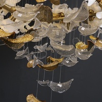 Lustre moderne en céramique dorée et blanche à motif floral et feuilles, pour salon, chambre à coucher, mariage