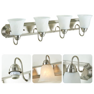 4 Lights <strong>Bathroom</strong> Mirror Front <strong>Lamp</strong> 36 Inch Alabaster Glass <strong>Shade</strong> E26*13W LED 10W Wall Sconce Vanity Fixture - Product Image 3