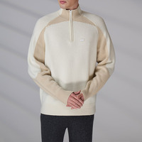 Pull tricoté décontracté pour homme avec logo personnalisé, col zippé, idéal pour le football et le basketball en hiver