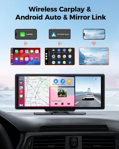 Azdome P20 sem fio para carro, estéreo Apple Carplay com câmera de backup 4K Dash Cam 1080P, tela de toque portátil, navegação GPS