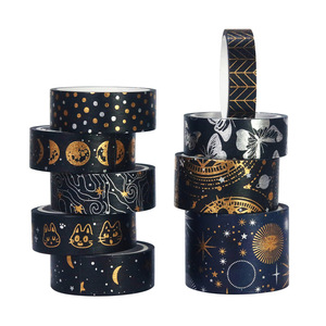 เทปวาชิพิมพ์ลายสีดำ Foreign Trade Source ขนาด 4 เมตร สำหรับตกแต่งสมุดบันทึก สไตล์เรโทร - Product Image 3