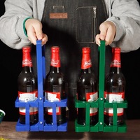 Lot de 2 présentoirs de bar colorés réutilisables Porte-bouteille de bière en plastique portable Panier à bière Porte-bouteille de vin