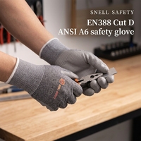 Gants de protection respirants personnalisés SNELL en HPPE enduit PU, niveau de coupe 4, avec doublure respirante, pour l'assemblage mécanique et les travaux d'entrepôt
