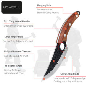 6 بوصة سكين طاه احترافي من الفولاذ المقاوم للصدأ بمقبض خشبي مطبخ صغير للاستخدام الخارجي فيليه جزار كليفر - Product Image 5