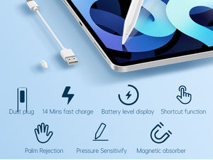 ปากกาสไตลัสแบบใช้แบตเตอรี่ลิเธียมโพลิเมอร์ <span class=keywords><strong>ราคา</strong></span>ขายส่ง ชนิดแม่เหล็ก<span class=keywords><strong>ต</strong></span>ิด<span class=keywords><strong>ต</strong></span>ั้ง พอร์<span class=keywords><strong>ต</strong></span> Type-C หัวปากกา<span class=keywords><strong>เปลี่ยน</strong></span>ได้ ใช้งานได้นาน 10 ชั่วโมง รองรับการใช้งานแบบ Palm - Product Image 3