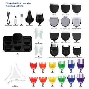Kit de toilettage pour homme 8 en 1, rasoir électrique professionnel, tondeuse à barbe et à poils de nez avec batterie Li-ion, anglais - Product Image 6