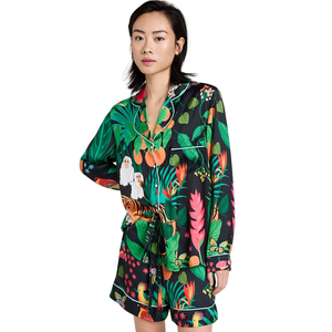 Quần Áo Nhà Sản Xuất Tùy Chỉnh In Quần Áo Ngủ Pijamas Phụ Nữ Cotton Pointelle Phòng Chờ Mặc Đồ Ngủ Đồ Ngủ Đồ Ngủ Cho Phụ Nữ Bộ - Product Image 3