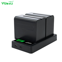 Lot de 2 chargeurs USB doubles NP-F970 pour batteries Sony NP-F970 F960 F750 F570 F550, également compatibles avec Panasonic VW-VBD1 VBD2 VBC70