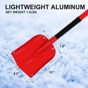 ORIENT 32.5 pouces rouge aluminium léger Sport utilitaire pliant d'urgence <span class=keywords><strong>pelle</strong></span> à <span class=keywords><strong>neige</strong></span> Portable pour voiture coffre traîneaux et <span class=keywords><strong>neige</strong></span> Tubes - Product Image 5