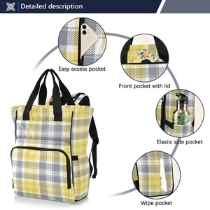 Bolsa de Pañales para Bebé, Impermeable, de Gran Capacidad, con Diseño a Cuadros, Personalizable, para Viajes, con MOQ Bajo - Product Image 2