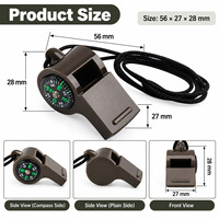 Sifflet de survie d'urgence 2-en-1 avec boussole intégrée, sifflet de sécurité portable pour la randonnée et le camping en plein air avec cordon