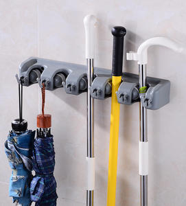 Multifunctional mop holder bathroom wall mount broom and mop rack storage hook